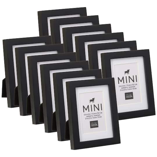 12 Pack: Black Mini Frame with Mat by Studio D&#xE9;cor&#xAE;